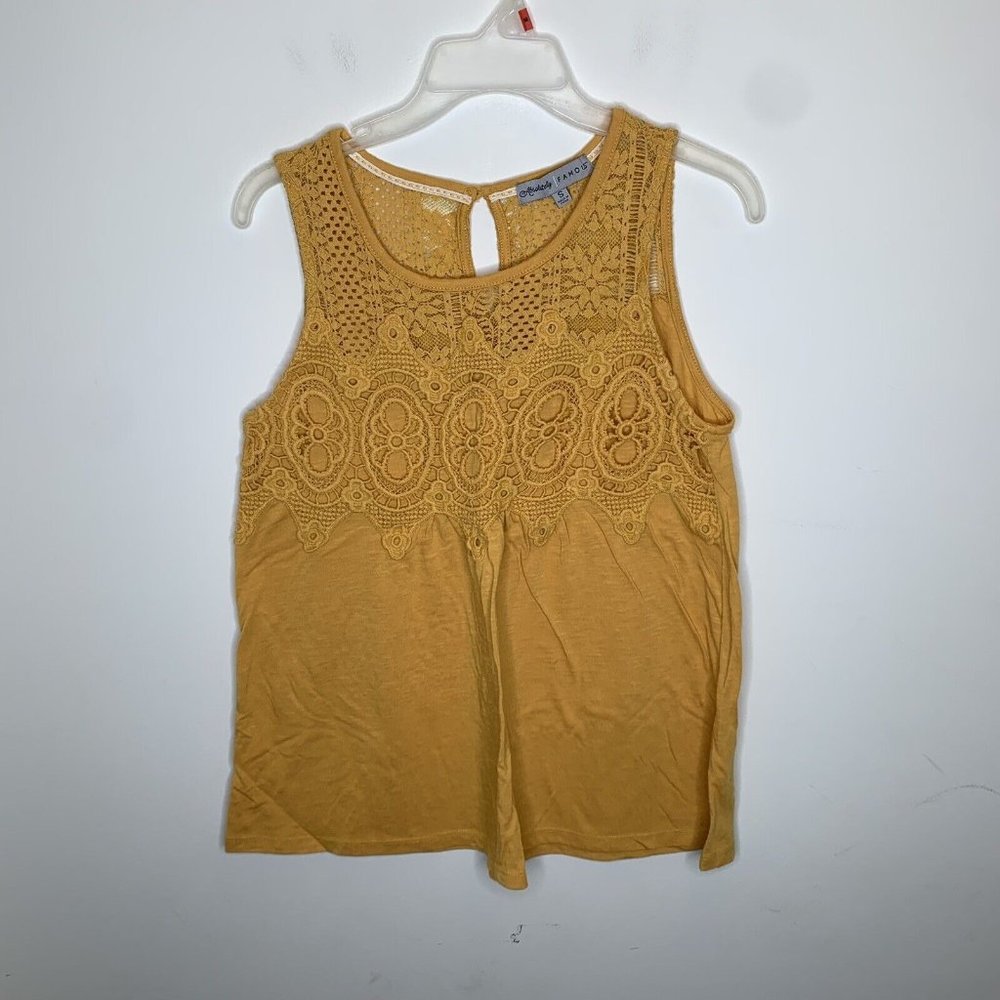 Absolutely Famous Womens S Yellow Sleeveless Top Blouse Shirt